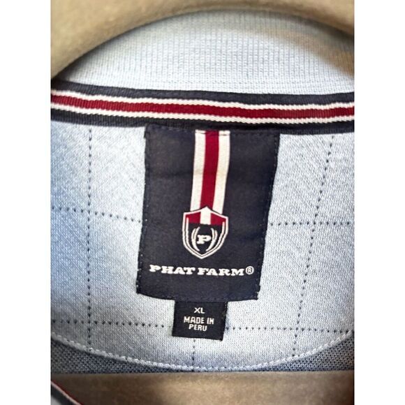 Vintage Phat  Farm Men’s Long Sleeve Baby Blue Three Button Closure Shirt Size X - Picture 8 of 12